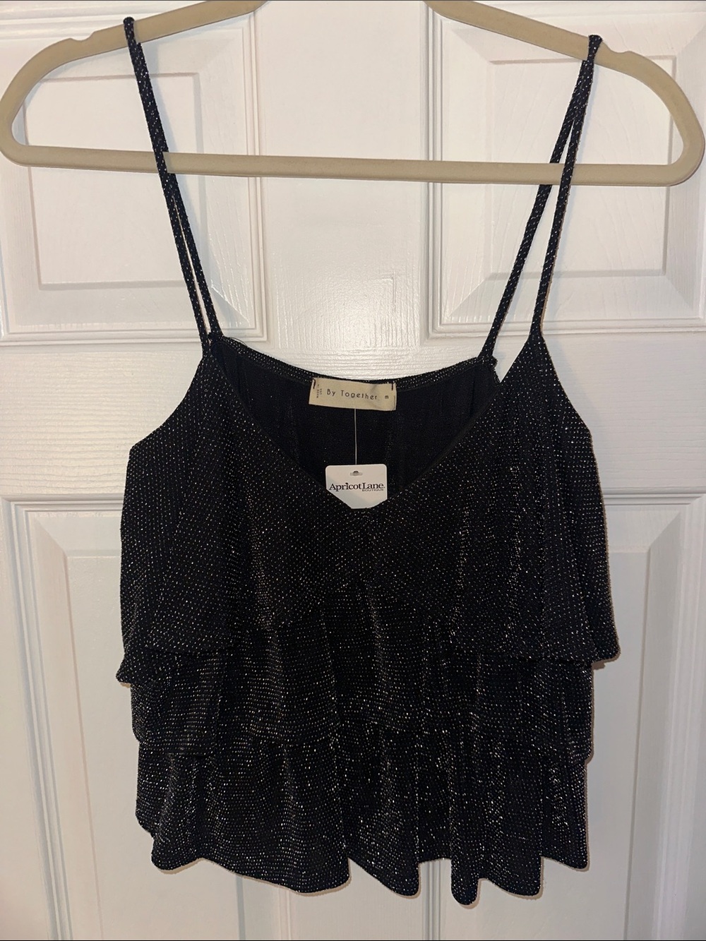 By Together Black Sparkle Ruffle Cami